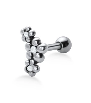 Stone Set Flowers Shaped Helix Piercing TIP-674