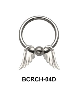Double Wings Closure Rings Charms BCRCH-04D