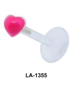 Pink Stone Heart Labrets Push-in LA-1355