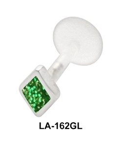 Green Diamond Labret Piercing with PTFE LA-162GL