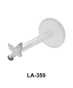 Butterfly With Rhinestone Labret Push-in LA-359