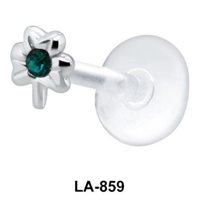 Stone Set Flower Shaped Silver Labrets LA-859