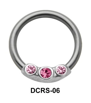 Triple Stones Nipple Piercing Closure Ring DCRS-06