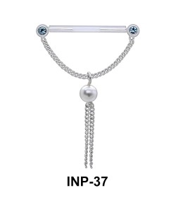 Dangling Pearl n Chain Nipple Piercing INP-37