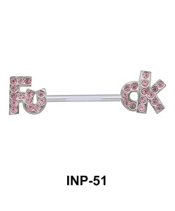 Stone Studded FUCK Invisible Nipple Piercing INP-51