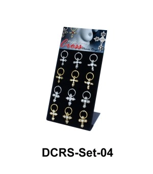 12 Cross Nipple Piercing Rings Set DCRS-Set-04