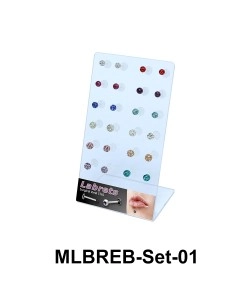 24 Rainbow Balls Labret Piercing Set MLBREB-Set-01
