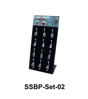 12 Funny Zombie Belly Piercing Set SSBP-Set-02